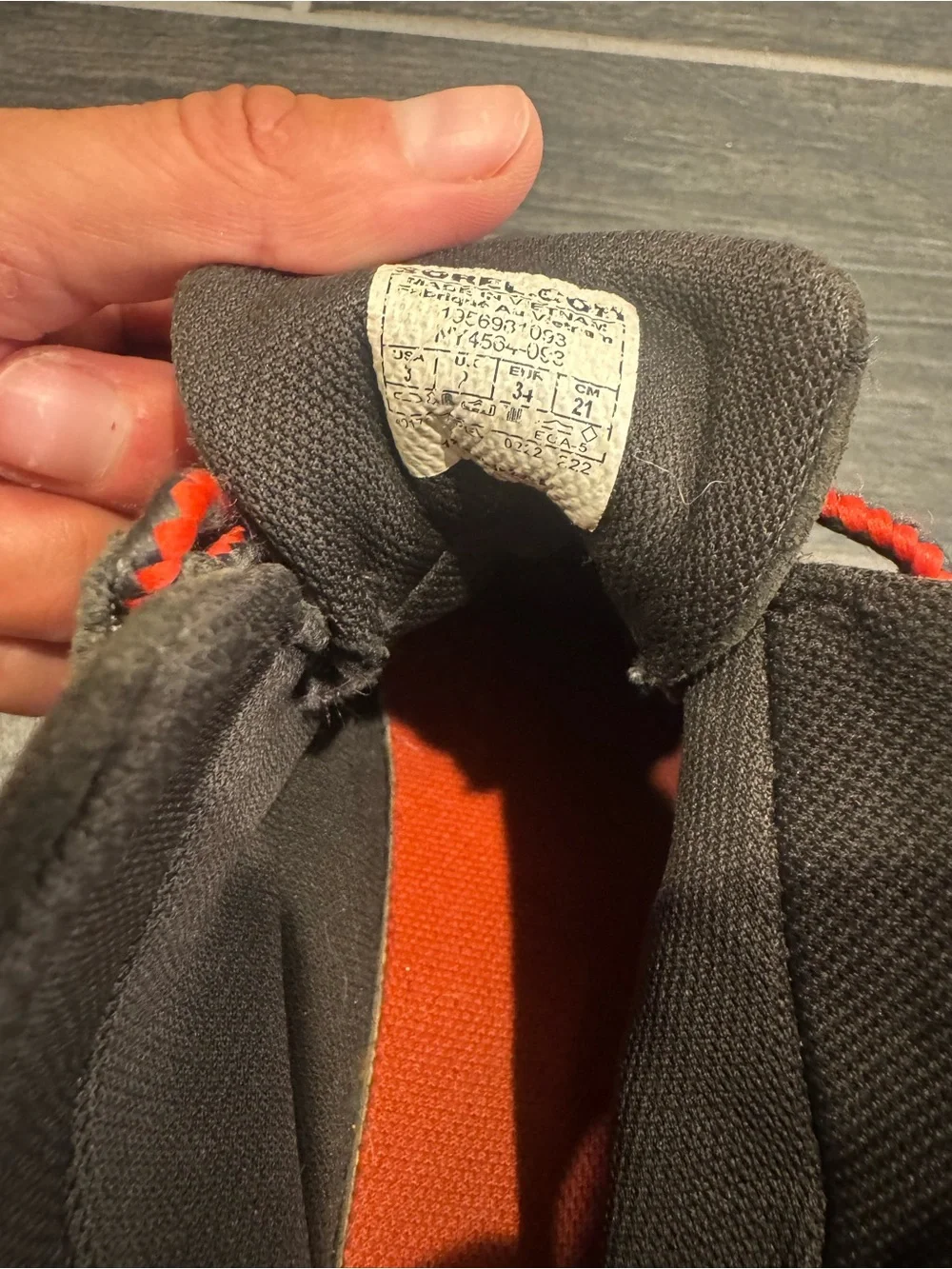 Sorel Black/Dark Gray Kids Boots with Red Laces